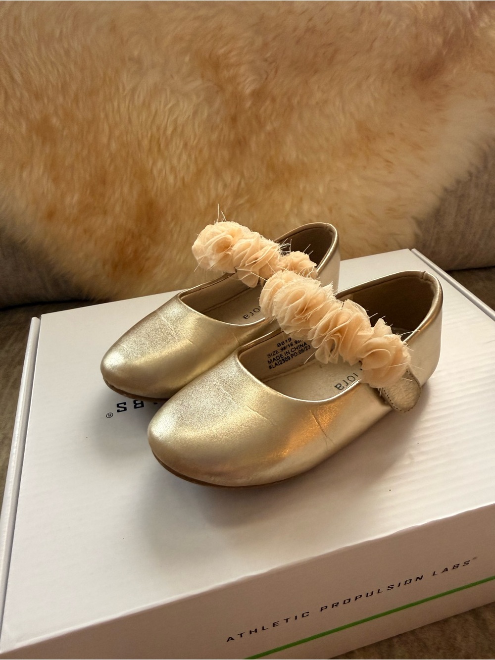 Girls Gold Dress Flata